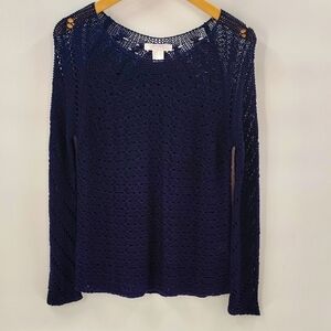 Lascana For Venus Navy Sweater Size Small Long Sleeve Loose Stitch Cover